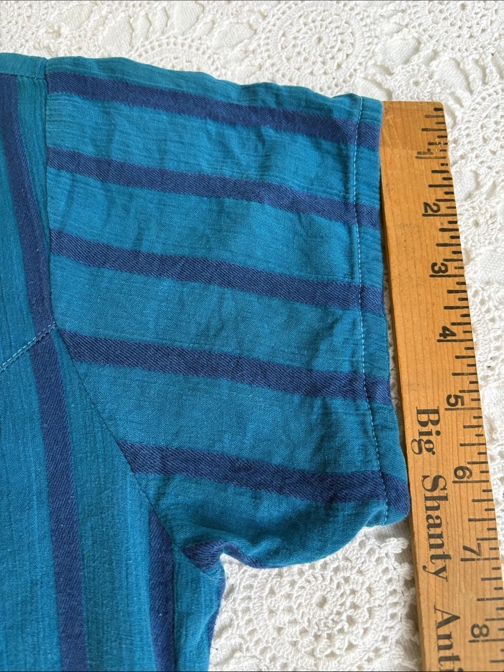 Vintage 90s Blue & Navy Striped Button-Front Dress M/L